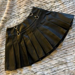 Black Tiger Mist Leather Skirt - Size Small